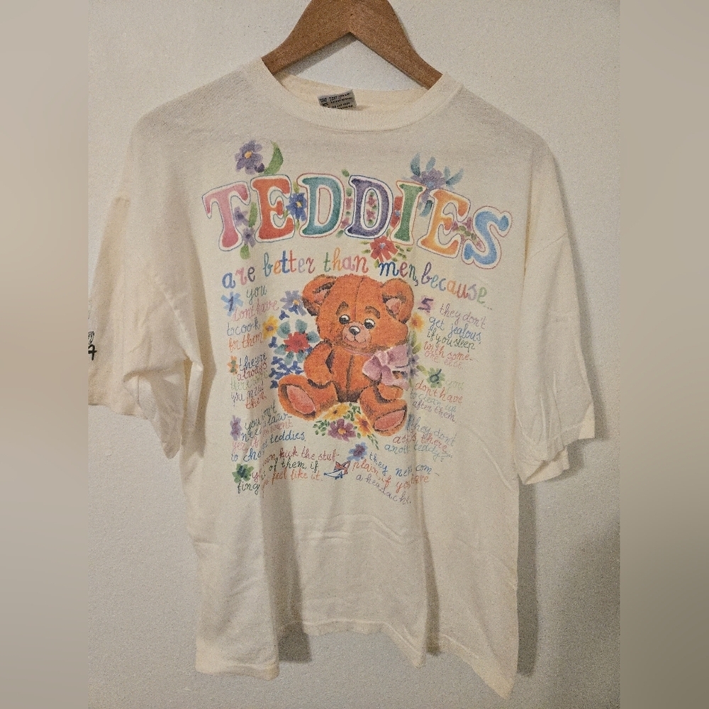 Vintage TEDDIES Are Better Than Men because T Shirt Womens XL Fox Tees Aruba